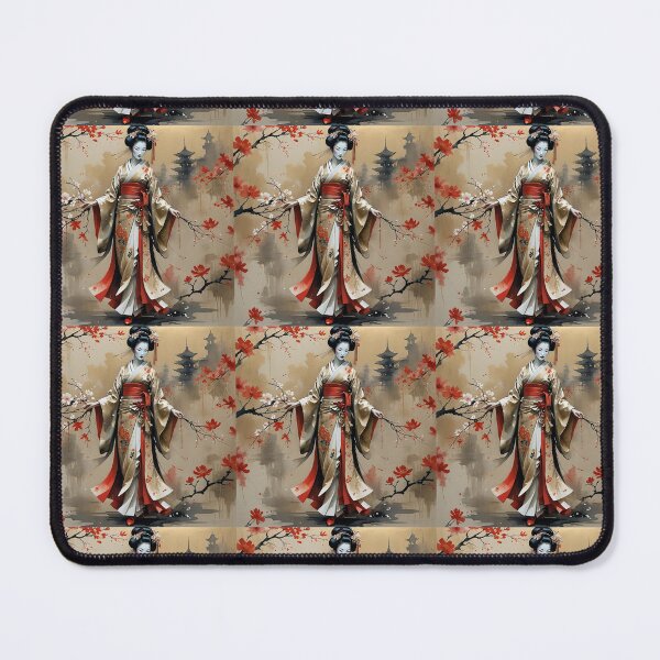 Item preview, Beautiful abstract geisha, kimono , in sunrise with flowers designed and sold by Coolparrotgirl.