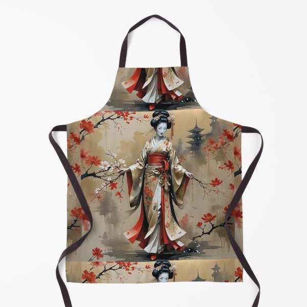 Item preview, Beautiful abstract geisha, kimono , in sunrise with flowers designed and sold by Coolparrotgirl.