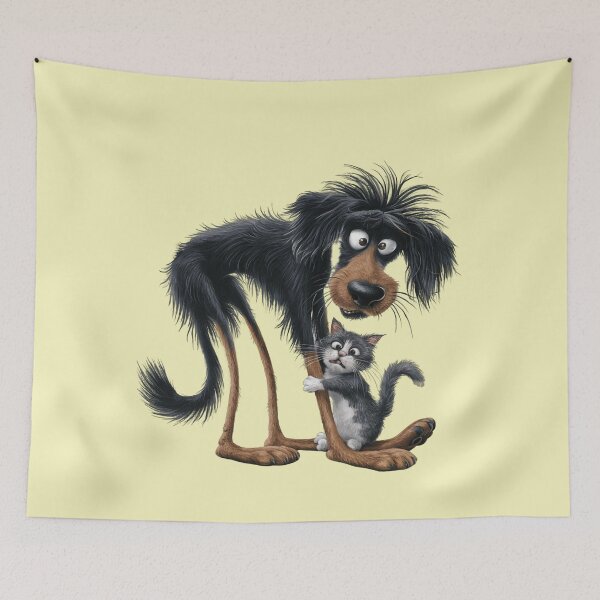 Item preview, A charming, smiling dog with a cat designed and sold by MagelliShop.