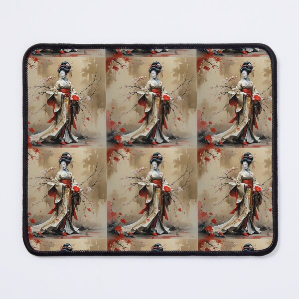 Item preview, Beautiful abstract geisha, kimono , in sunrise with flowers designed and sold by Coolparrotgirl.