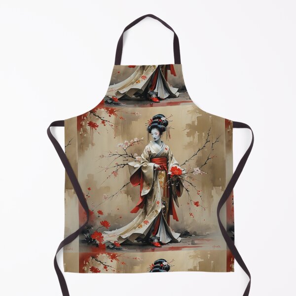 Item preview, Beautiful abstract geisha, kimono , in sunrise with flowers designed and sold by Coolparrotgirl.