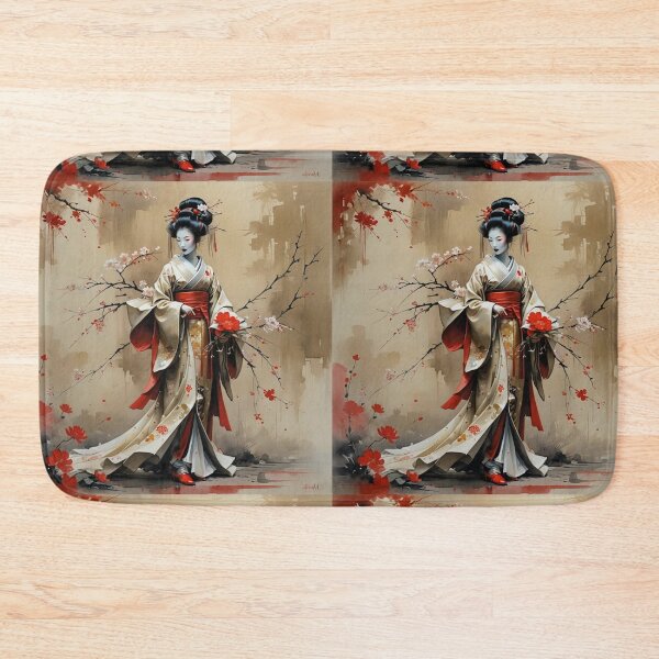 Item preview, Beautiful abstract geisha, kimono , in sunrise with flowers designed and sold by Coolparrotgirl.