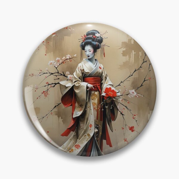Item preview, Beautiful abstract geisha, kimono , in sunrise with flowers designed and sold by Coolparrotgirl.