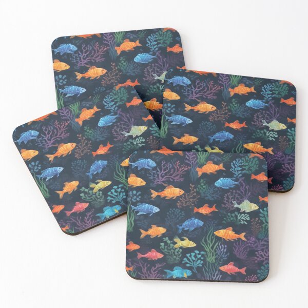 Item preview, Aqua fishes and coral reef ecosystem print design designed and sold by Anshu3813.