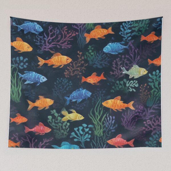 Item preview, Aqua fishes and coral reef ecosystem print design designed and sold by Anshu3813.