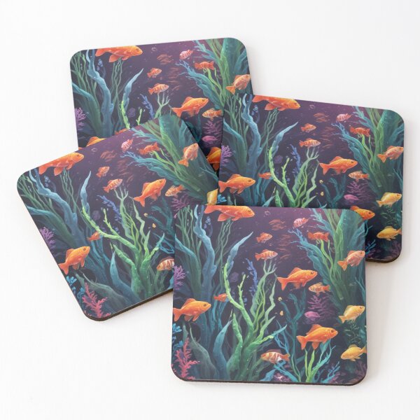 Item preview, Aqua fishes and coral reef ecosystem print design  designed and sold by Anshu3813.