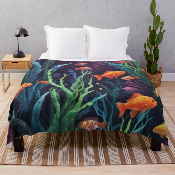 Item preview, Aqua fishes and coral reef ecosystem print design designed and sold by Anshu3813.