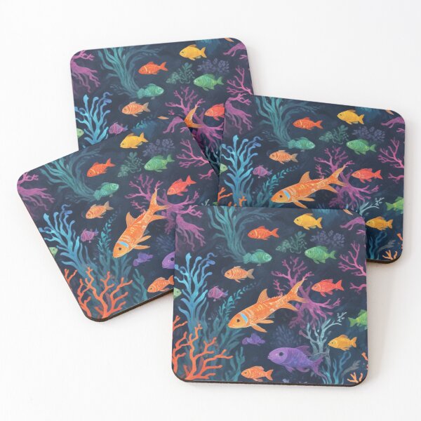 Item preview, Aqua fishes and coral reef ecosystem print design  designed and sold by Anshu3813.