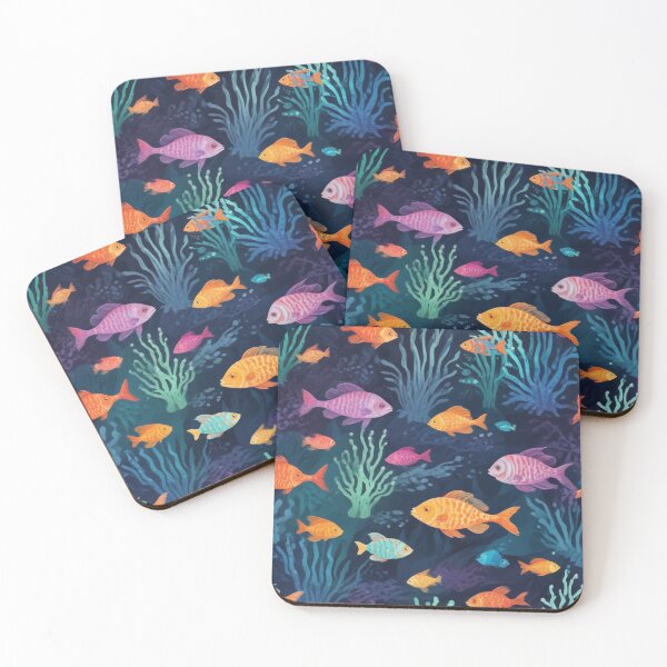 Item preview, Aqua fishes and coral reef ecosystem print design  designed and sold by Anshu3813.