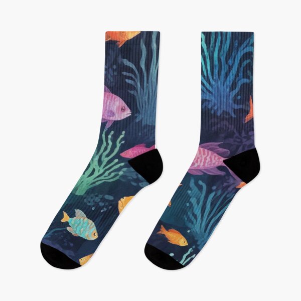 Item preview, Aqua fishes and coral reef ecosystem print design  designed and sold by Anshu3813.