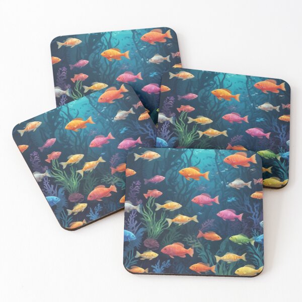 Item preview, Aqua fishes and coral reef ecosystem print design  designed and sold by Anshu3813.