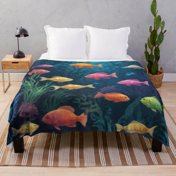 Item preview, Aqua fishes and coral reef ecosystem print design designed and sold by Anshu3813.
