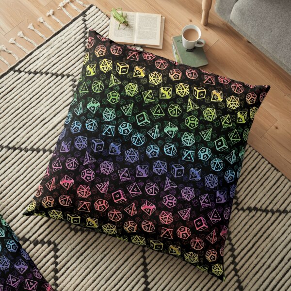 D20 Dice Set Pattern (Rainbow) Floor Pillow