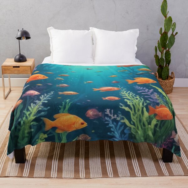 Item preview, Aqua fishes and coral reef ecosystem print design designed and sold by Anshu3813.