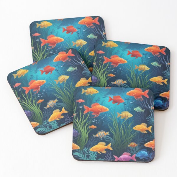 Item preview, Aqua fishes and coral reef ecosystem print design designed and sold by Anshu3813.