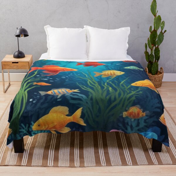 Item preview, Aqua fishes and coral reef ecosystem print design designed and sold by Anshu3813.