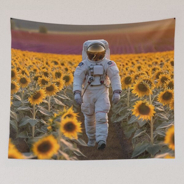 Item preview, Sunflower Stroll: An Astronaut's Serene Expedition designed and sold by RK - Shop.
