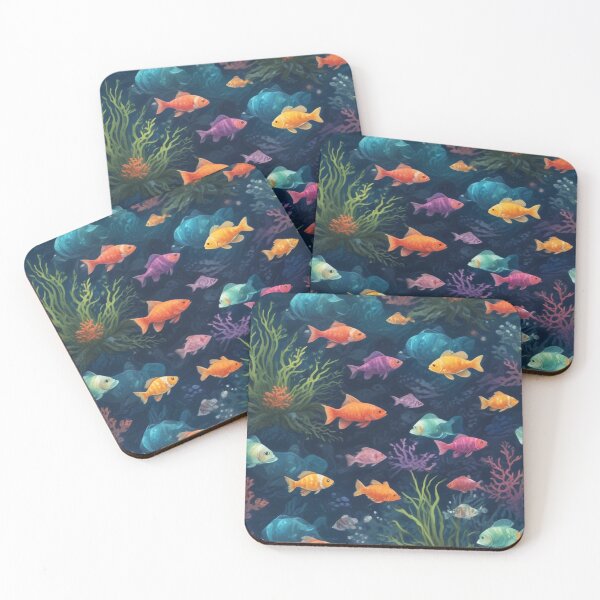 Item preview, Aqua fishes and coral reef ecosystem print design  designed and sold by Anshu3813.