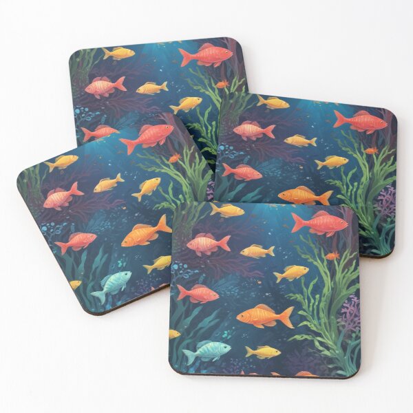 Item preview, Aqua fishes and coral reef ecosystem print design  designed and sold by Anshu3813.