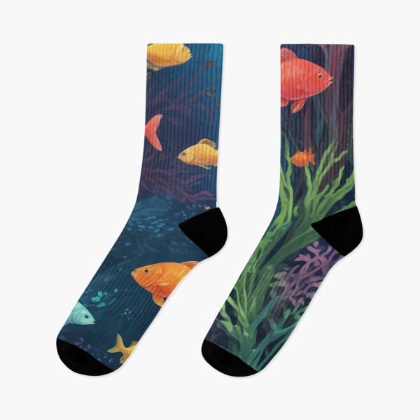 Item preview, Aqua fishes and coral reef ecosystem print design  designed and sold by Anshu3813.