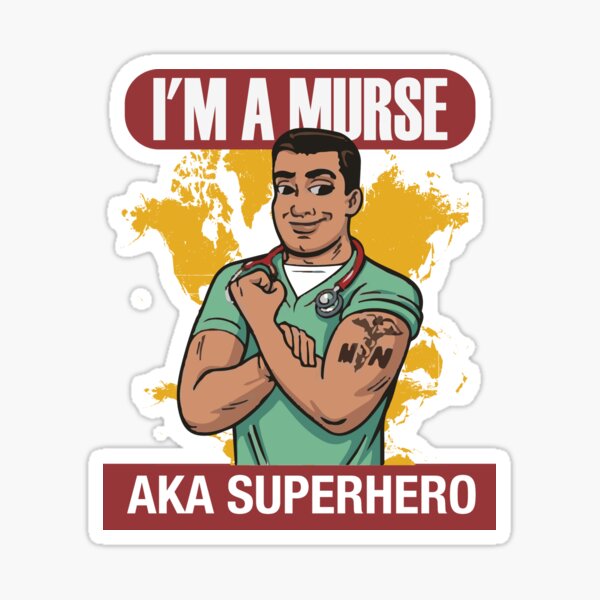 Superhero Male Nurse Sticker