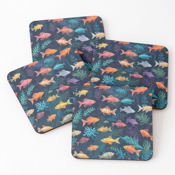 Item preview, Aqua fishes and coral reef ecosystem print design  designed and sold by Anshu3813.