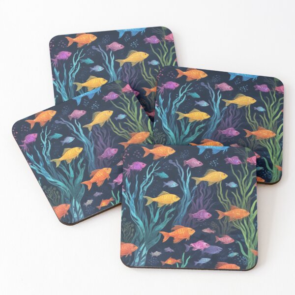 Item preview, Aqua fishes and coral reef ecosystem print design  designed and sold by Anshu3813.