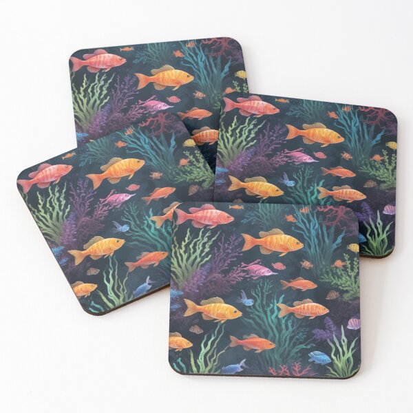 Item preview, Aqua fishes and coral reef ecosystem print design designed and sold by Anshu3813.