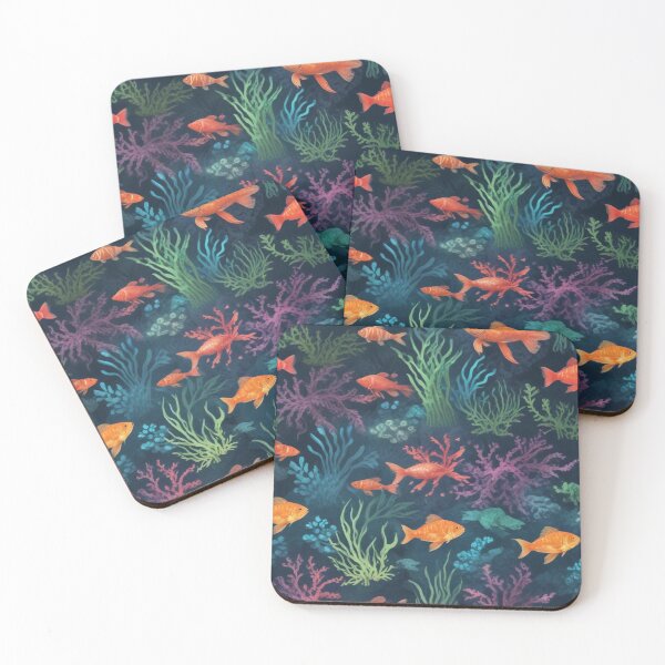 Item preview, Aqua fishes and coral reef ecosystem print design  designed and sold by Anshu3813.
