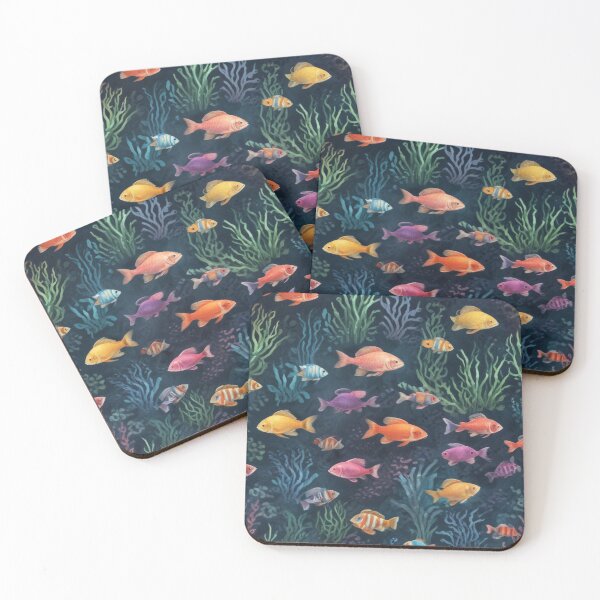 Item preview, Aqua fishes and coral reef ecosystem print design  designed and sold by Anshu3813.