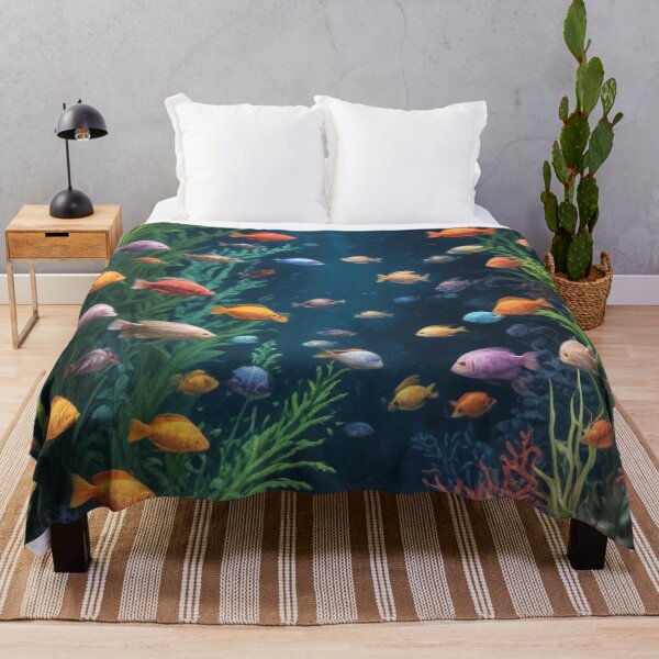 Item preview, Aqua fishes and coral reef ecosystem print design designed and sold by Anshu3813.