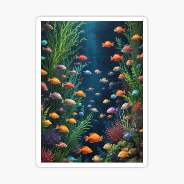 Item preview, Aqua fishes and coral reef ecosystem print design  designed and sold by Anshu3813.