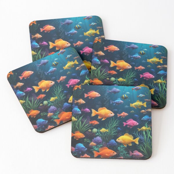 Item preview, Aqua fishes and coral reef ecosystem print design  designed and sold by Anshu3813.