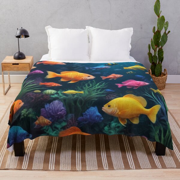 Item preview, Aqua fishes and coral reef ecosystem print design designed and sold by Anshu3813.