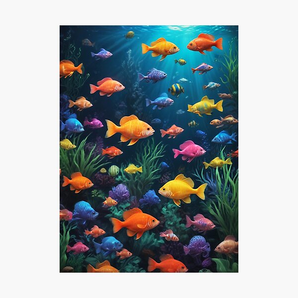 Item preview, Aqua fishes and coral reef ecosystem print design  designed and sold by Anshu3813.