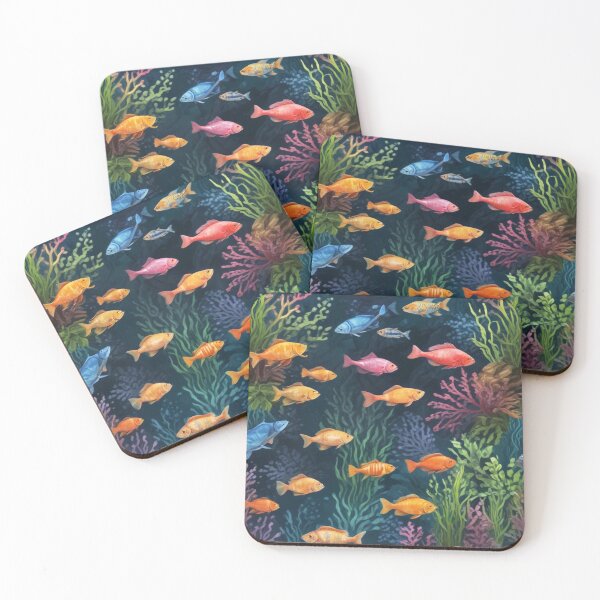 Item preview, Aqua fishes and coral reef ecosystem print design designed and sold by Anshu3813.