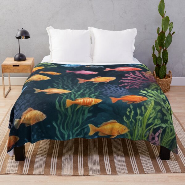Item preview, Aqua fishes and coral reef ecosystem print design designed and sold by Anshu3813.