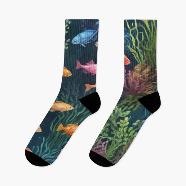Item preview, Aqua fishes and coral reef ecosystem print design designed and sold by Anshu3813.