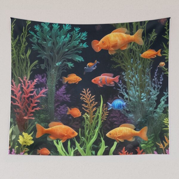 Item preview, Aqua fishes and coral reef ecosystem print design designed and sold by Anshu3813.
