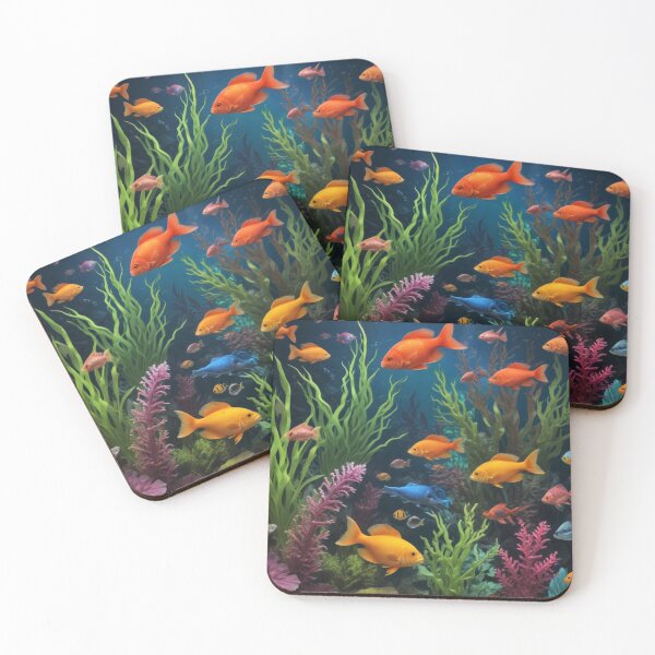 Item preview, Aqua fishes and coral reef ecosystem print design designed and sold by Anshu3813.