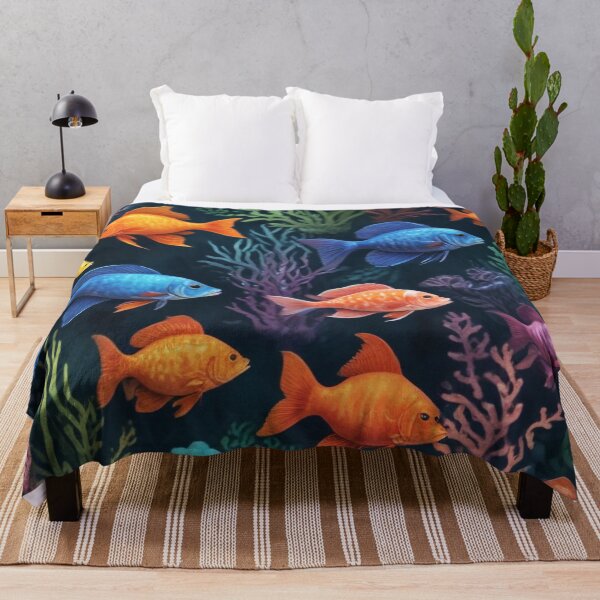 Item preview, Aqua fishes and coral reef ecosystem print design designed and sold by Anshu3813.