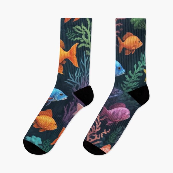 Item preview, Aqua fishes and coral reef ecosystem print design designed and sold by Anshu3813.