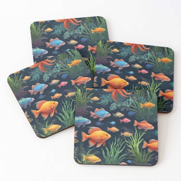 Item preview, Aqua fishes and coral reef ecosystem print design  designed and sold by Anshu3813.