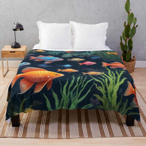 Item preview, Aqua fishes and coral reef ecosystem print design designed and sold by Anshu3813.