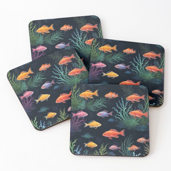 Item preview, Aqua fishes and coral reef ecosystem print design designed and sold by Anshu3813.