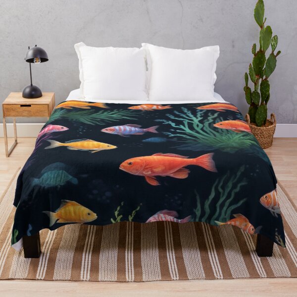 Item preview, Aqua fishes and coral reef ecosystem print design designed and sold by Anshu3813.