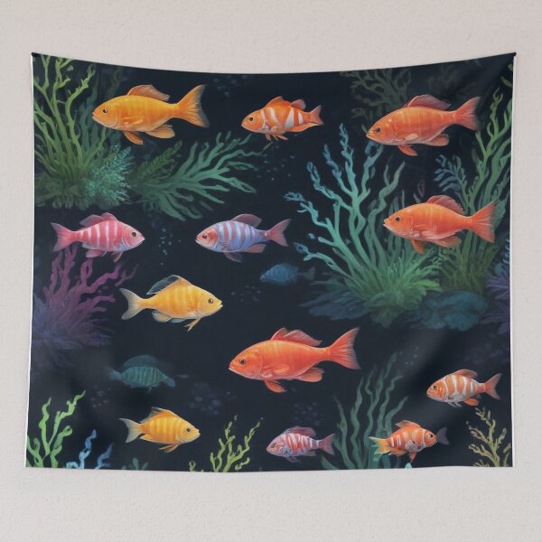 Item preview, Aqua fishes and coral reef ecosystem print design designed and sold by Anshu3813.