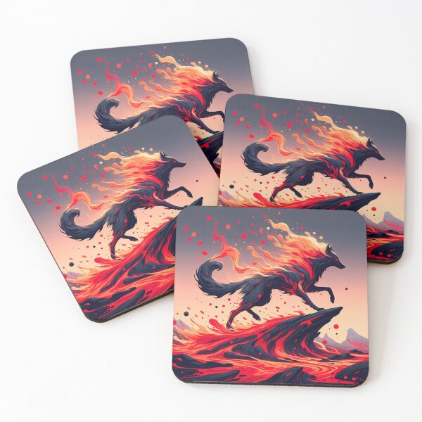 Item preview, Black and Red Lava Fire Wolf, Ai Generated Art  designed and sold by ACC .