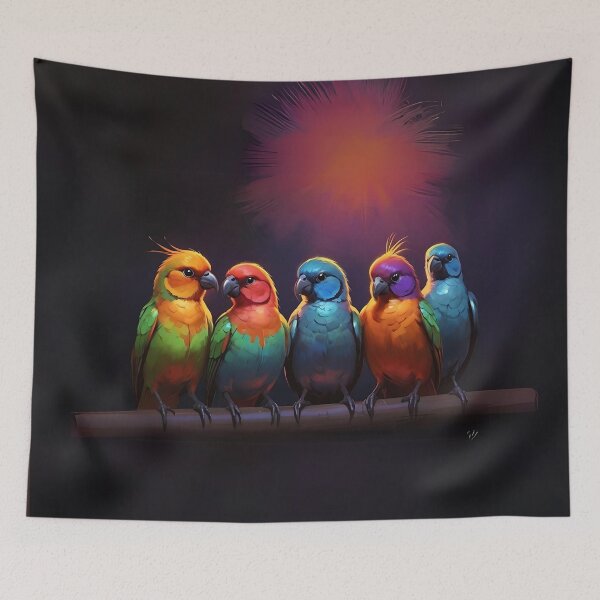 Item preview, Colorful Parrots Art designed and sold by Obsidian Ink by Wilshire.