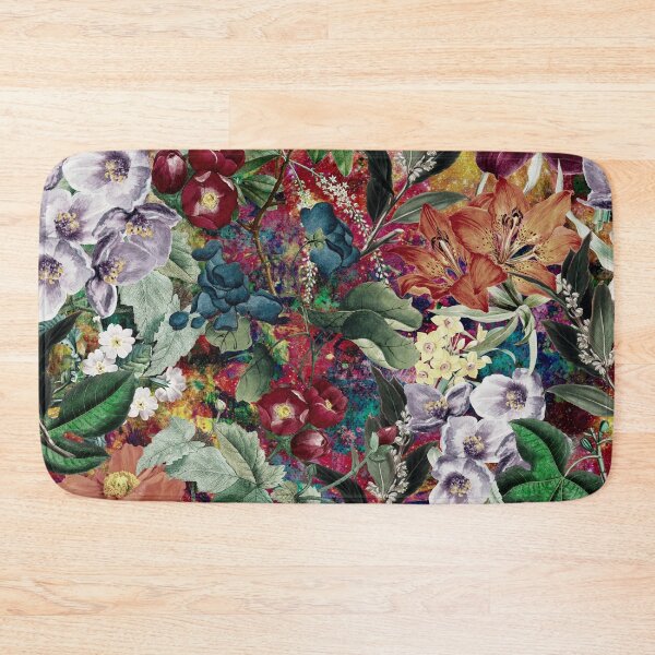 Item preview, Exotic flowers and leaves heaven, leaves and flowers tropical pattern, botanical illustration, multicoloured red floral illustration  designed and sold by ZeinabTaha.